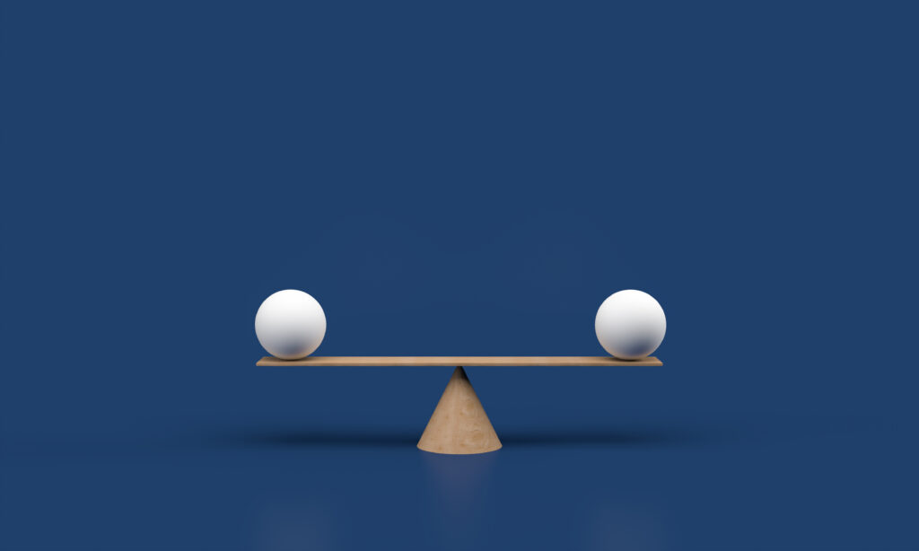 Equal,White,Spheres,Balancing,On,A,Seesaw,3d,Illustration,Isolated
